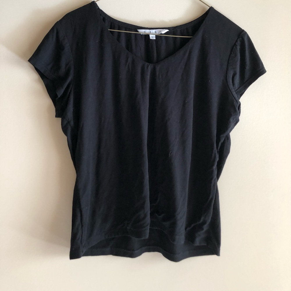CAbi Cropped Black Tee